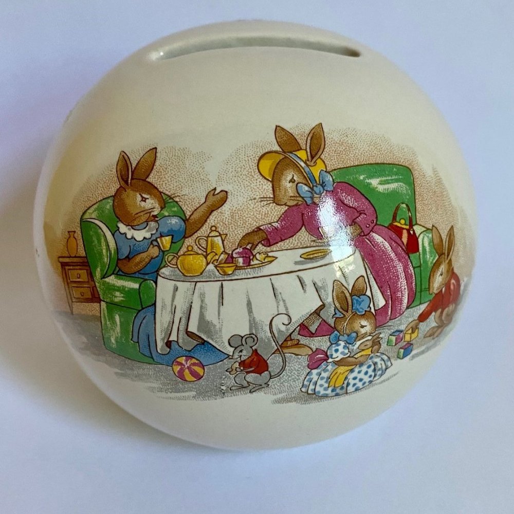 Vintage Royal Doulton Bunnykins Round Coin Bank
